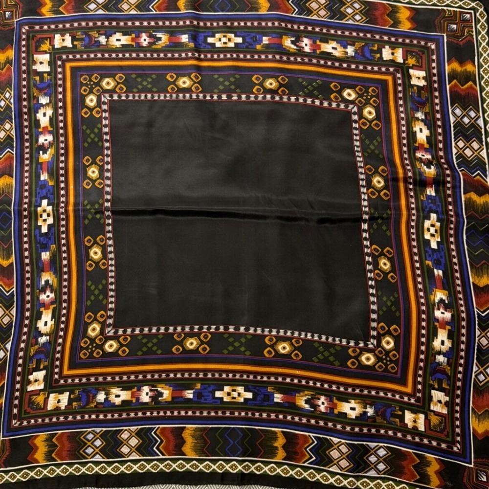 Golden Camel Silk Scarf Western‎ Print 32" Square